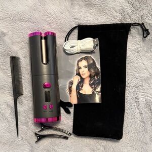 Automatic Hair Curler with Pink Accents